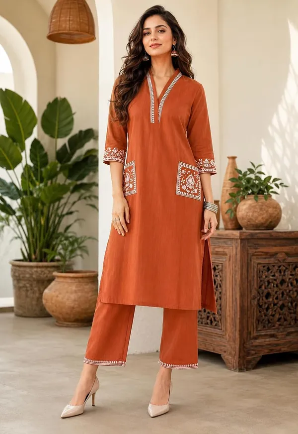 Women_S_Cotton_Embroidery_Kurti_With_Pant_Set
