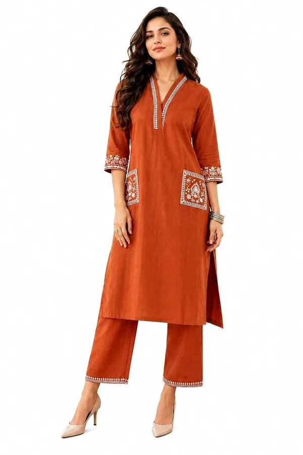 Women_S_Cotton_Embroidery_Kurti_With_Pant_Set