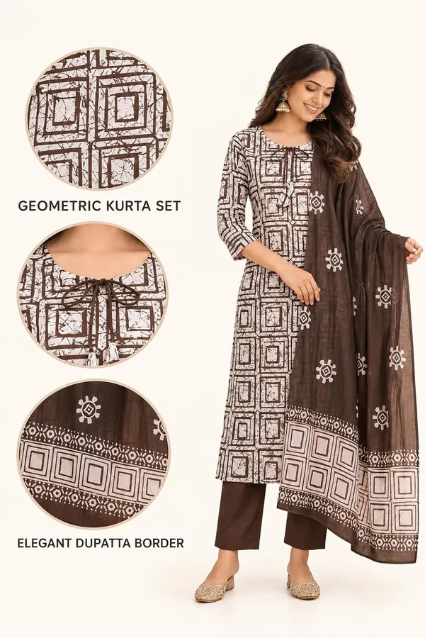 Women_S_Cotton_Block_Printed_Kurti_Set_With_Pant_And_Dupatta