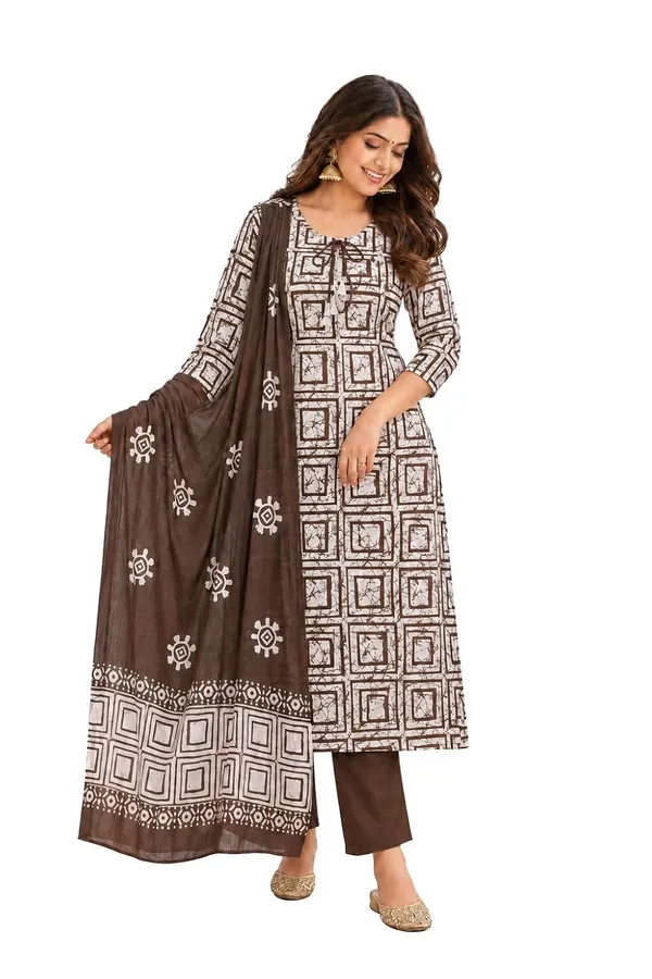 Women_S_Cotton_Block_Printed_Kurti_Set_With_Pant_And_Dupatta