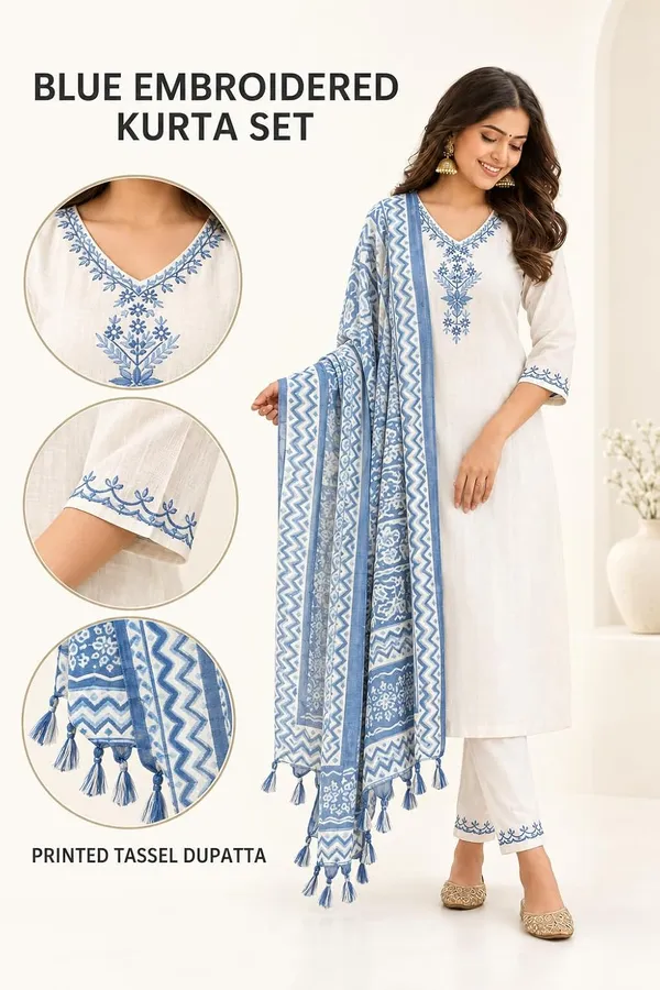 Women_S_Cotton_Embroidered_Kurti_With_Pant_And_Dupatta_Set