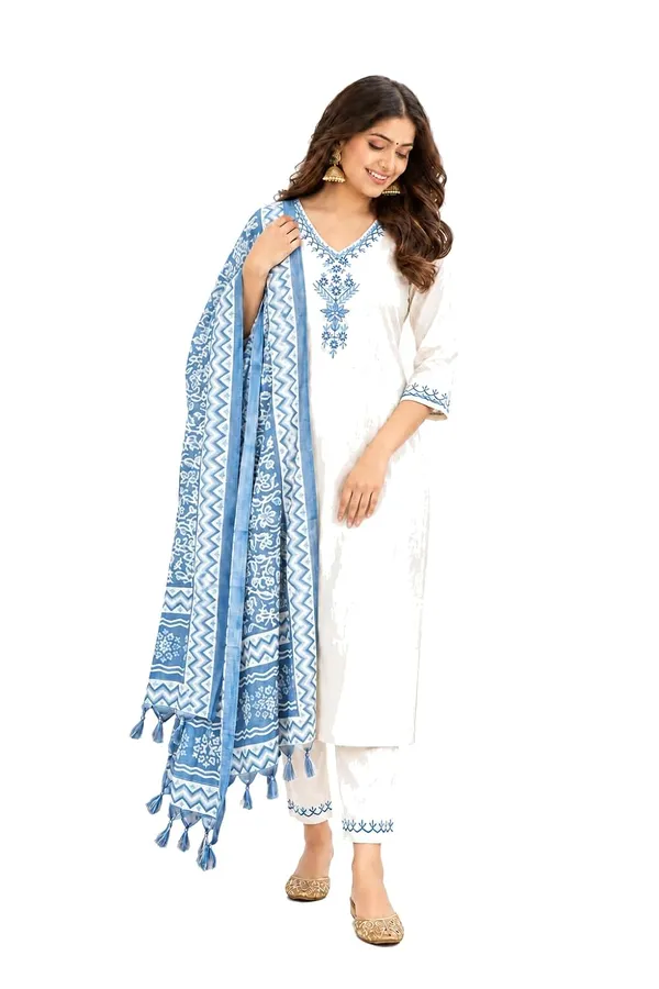 Women_S_Cotton_Embroidered_Kurti_With_Pant_And_Dupatta_Set
