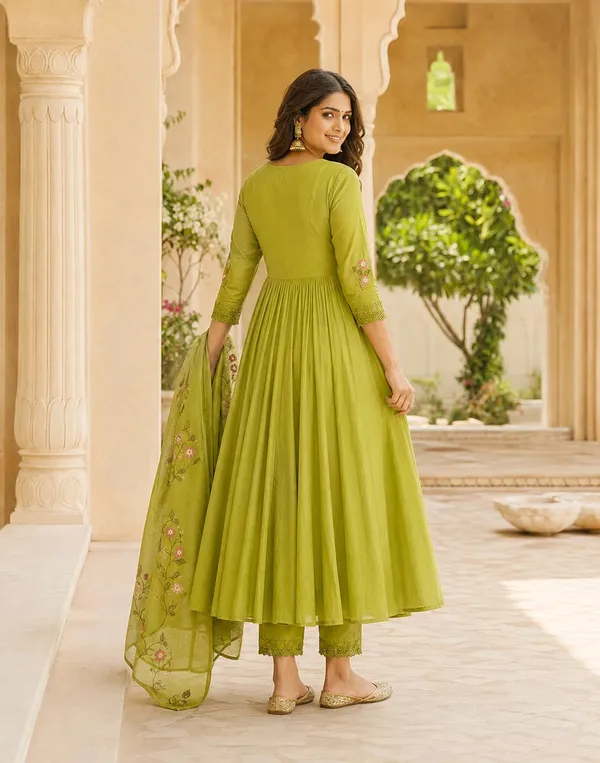 Women_S_Cotton_Embroidered_Anarkali_Kurti_With_Pant_And_Dupatta_Set