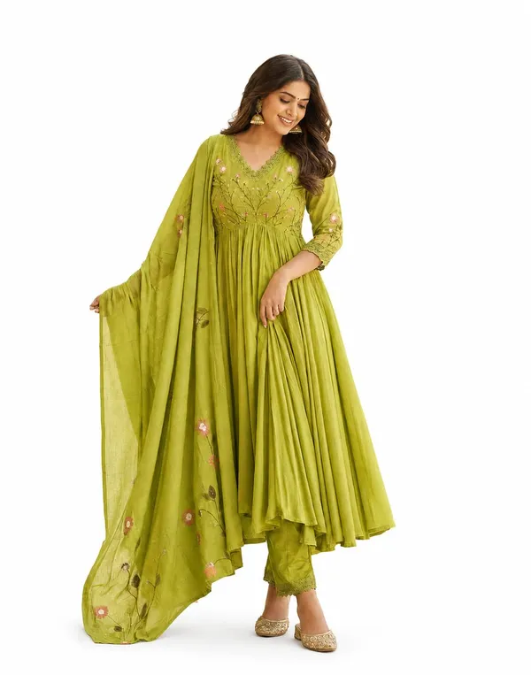 Women_S_Cotton_Embroidered_Anarkali_Kurti_With_Pant_And_Dupatta_Set