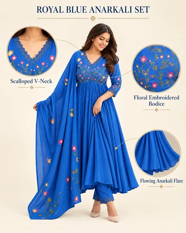 Women_S_Cotton_Embroidered_Anarkali_Kurti_With_Pant_And_Dupatta_Set