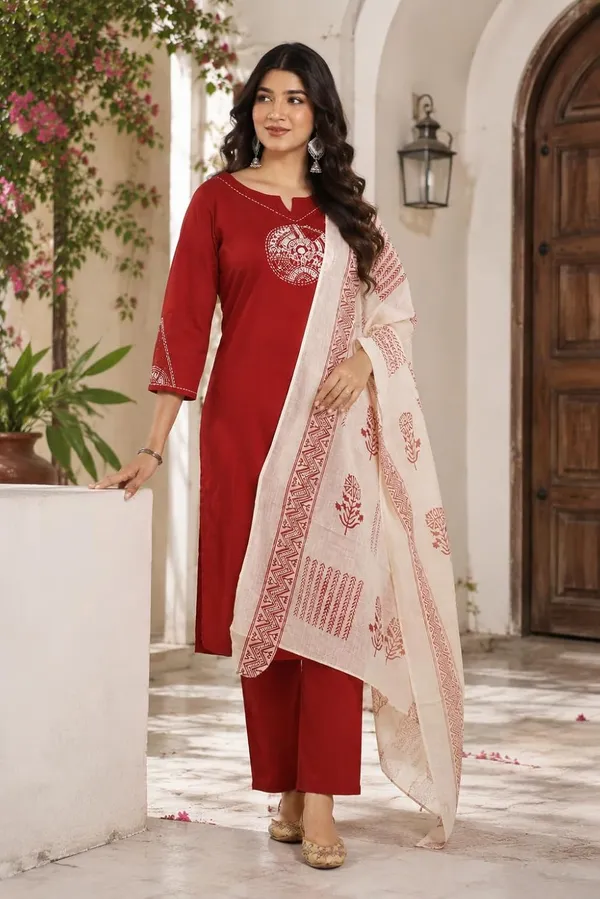 Women_S_Cotton_Embroidery_Kurti_With_Pant_Set