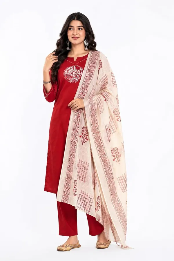 Women_S_Cotton_Embroidery_Kurti_With_Pant_Set