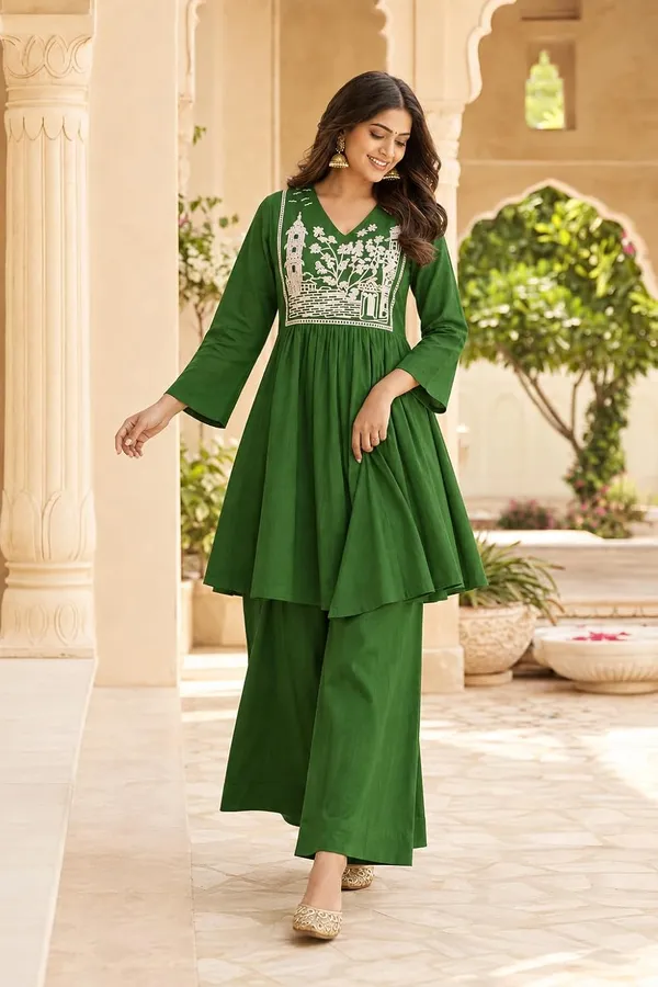 Women_S_Cotton_Embroidered_Anarkali_Kurti_With_Pant