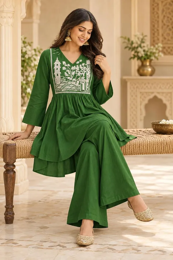 Women_S_Cotton_Embroidered_Anarkali_Kurti_With_Pant