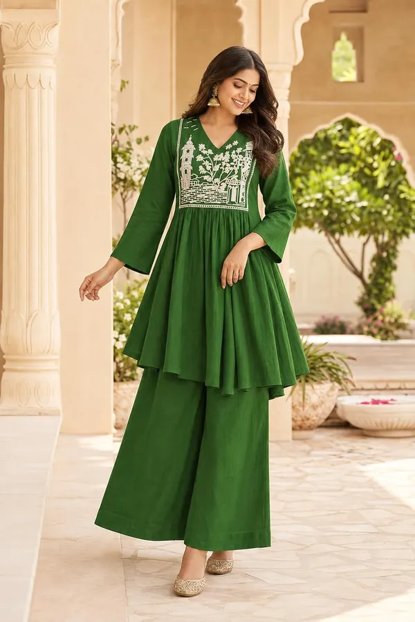 Women_S_Cotton_Embroidered_Anarkali_Kurti_With_Pant