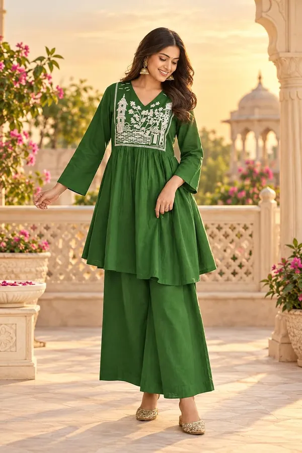 Women_S_Cotton_Embroidered_Anarkali_Kurti_With_Pant