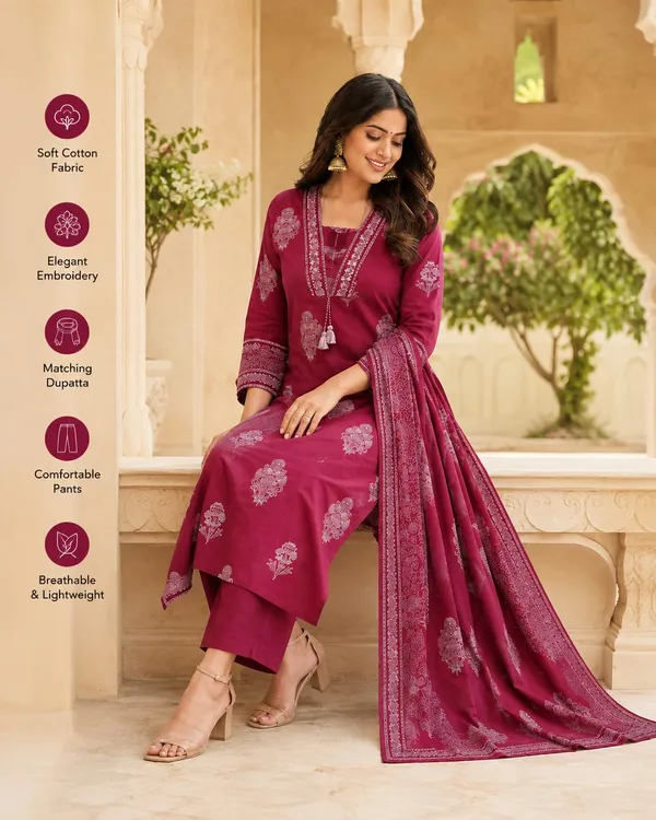 Women_S_Cotton_Kurti_With_Pant_And_Dupatta_Set