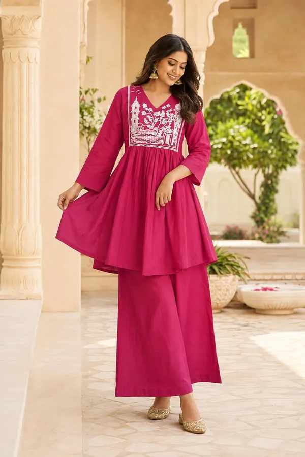 Women_S_Cotton_Embroidered_Anarkali_Kurti_With_Pant