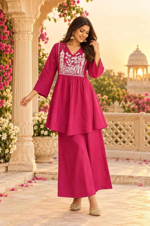 Women_S_Cotton_Embroidered_Anarkali_Kurti_With_Pant