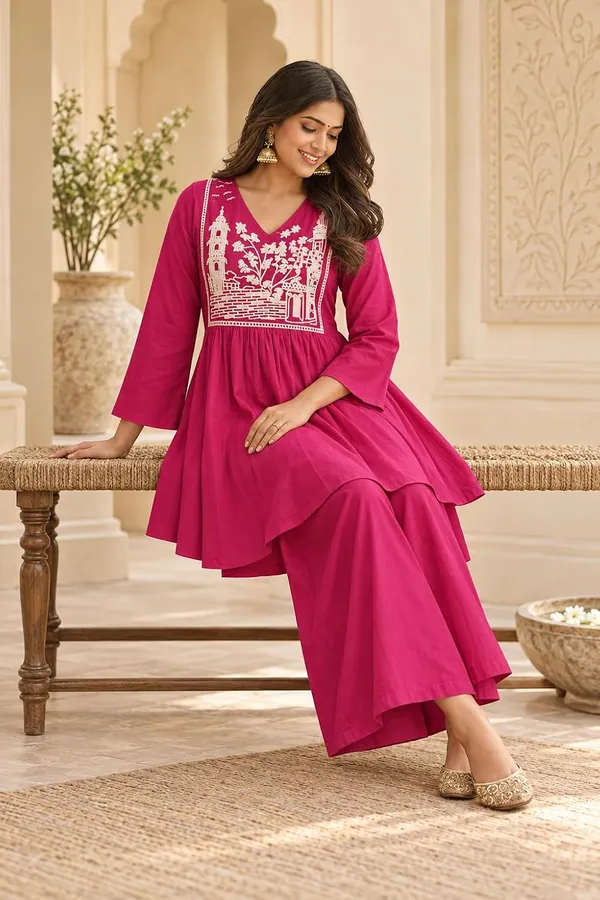 Women_S_Cotton_Embroidered_Anarkali_Kurti_With_Pant