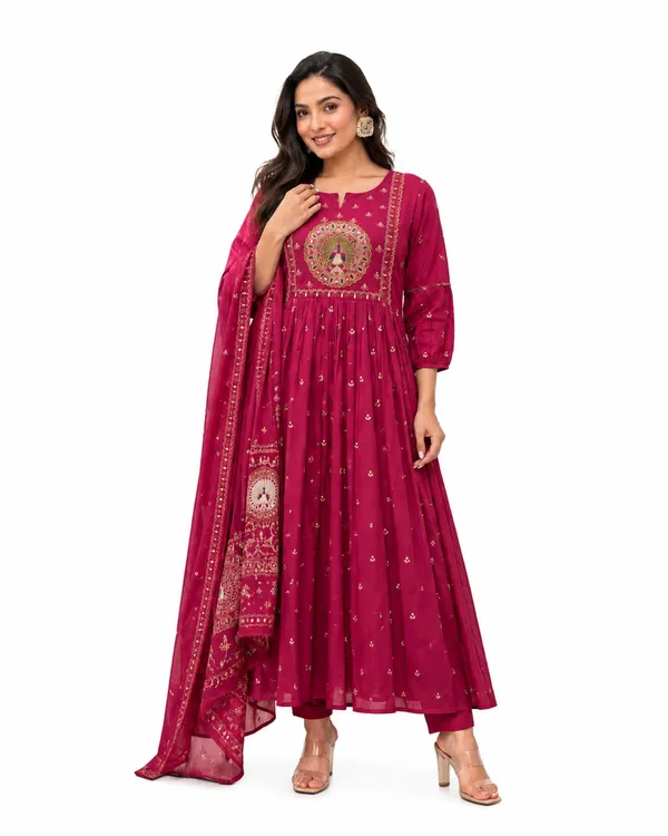 Women_S_Cotton_Embroidered_Anarkali_Kurti_With_Dupatta_Set
