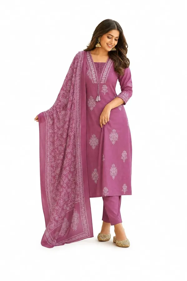 Women_S_Cotton_Kurti_With_Pant_And_Dupatta_Set