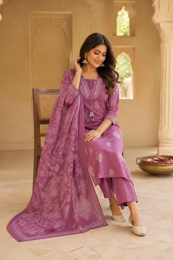 Women_S_Cotton_Kurti_With_Pant_And_Dupatta_Set