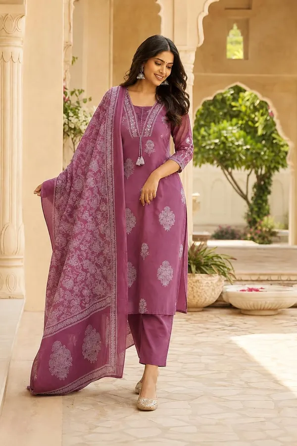Women_S_Cotton_Kurti_With_Pant_And_Dupatta_Set