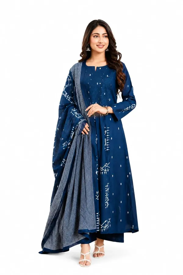 Women_S_Cotton_Embroidered_Anarkali_Kurti_With_Pant_Set