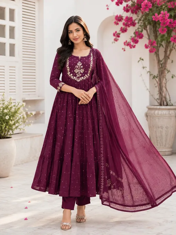 Women_S_Cotton_Embroidery_Anarkali_Kurti_Set_With_Pant_And_Dupatta