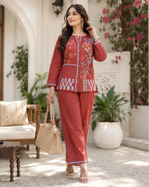Women_S_Cotton_Embroidery_Kurti_With_Pant_Set
