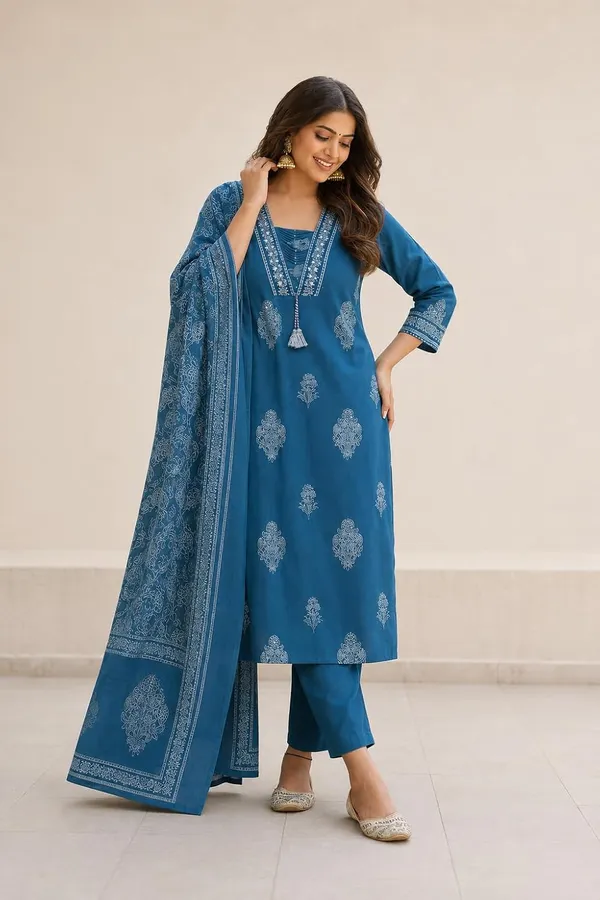 Women_S_Cotton_Kurti_With_Pant_And_Dupatta_Set