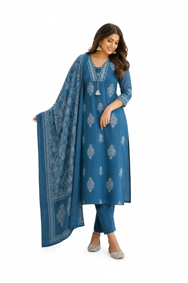 Women_S_Cotton_Kurti_With_Pant_And_Dupatta_Set