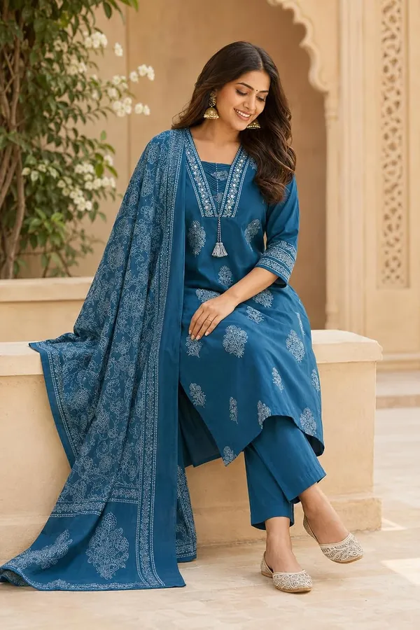 Women_S_Cotton_Kurti_With_Pant_And_Dupatta_Set