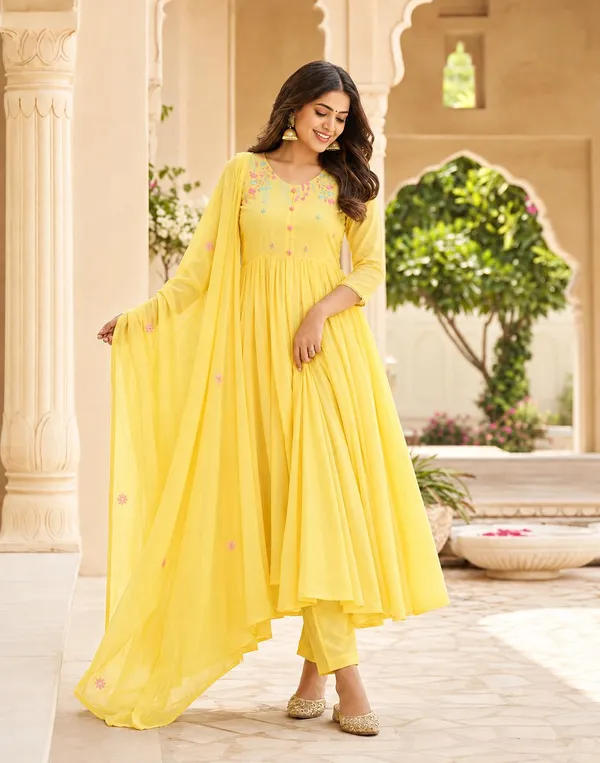 Women_S_Cotton_Embroidered_Anarkali_Kurti_Set_With_Pant_And_Dupatta
