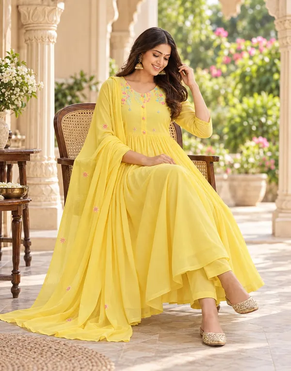 Women_S_Cotton_Embroidered_Anarkali_Kurti_Set_With_Pant_And_Dupatta