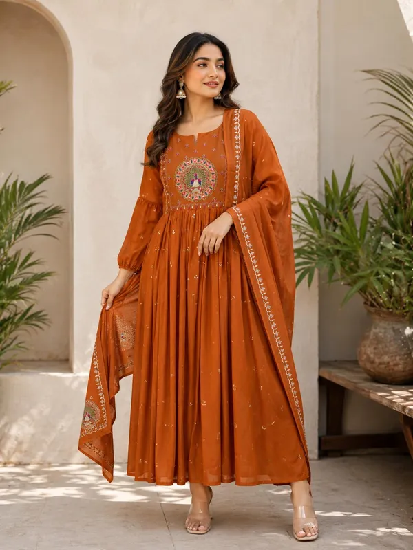 Women_S_Cotton_Embroidered_Anarkali_Kurti_With_Dupatta_Set