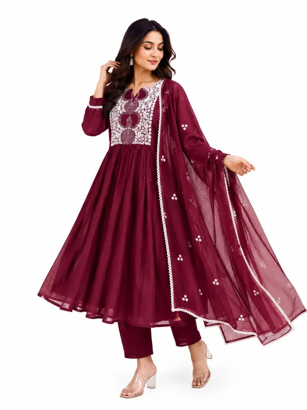 Women_S_Cotton_Anarkali_Kurti_With_Pant_And_Dupatta_Set