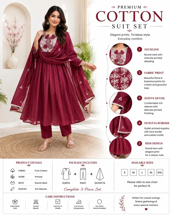 Women_S_Cotton_Anarkali_Kurti_With_Pant_And_Dupatta_Set