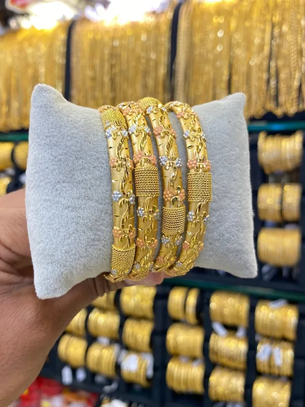 Gold_Plated_Bangles_4Pcs_Tri_Colour