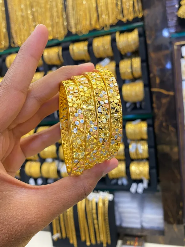 Gold_Plated_Bangle_4Pcs_Tri_Colour