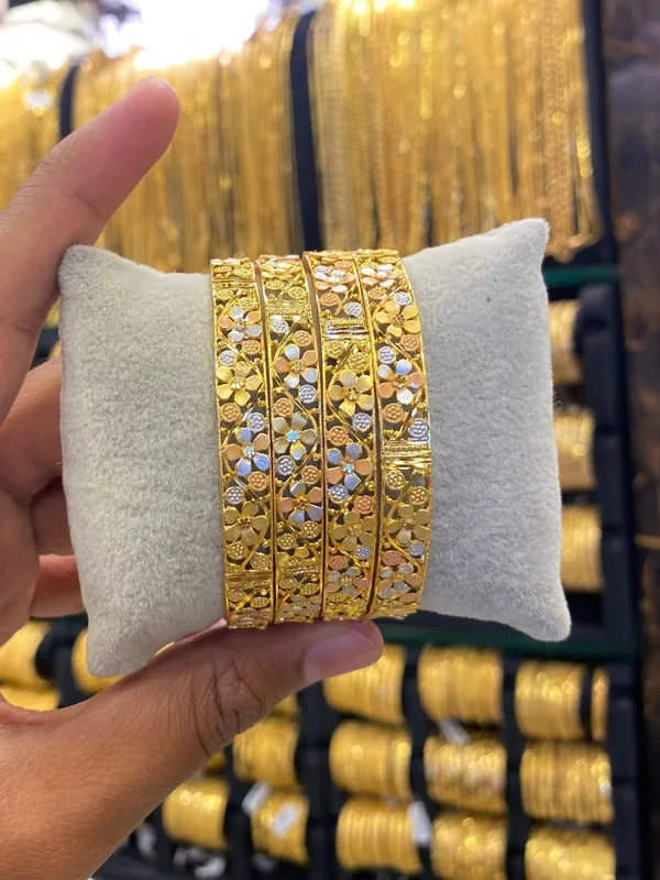 Gold_Plated_Bangle_4Pcs_Tri_Colour