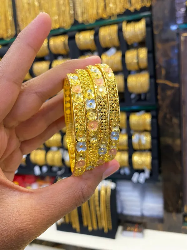 Gold_Plated_Bangle_4Pcs_Tri_Colour