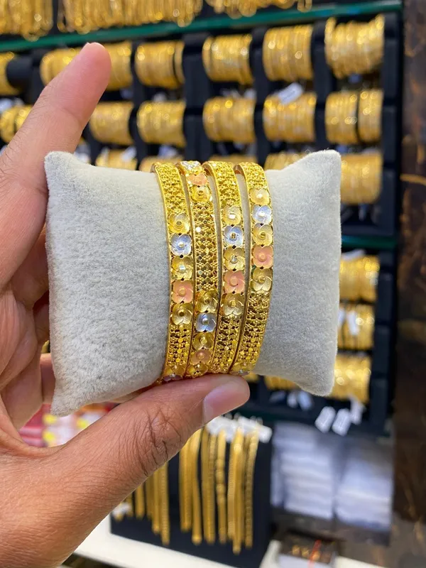 Gold_Plated_Bangle_4Pcs_Tri_Colour