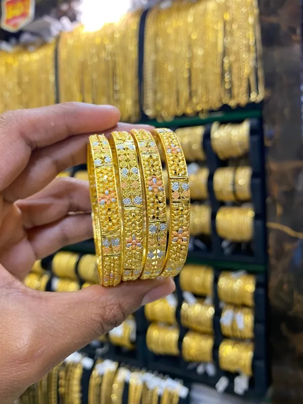Gold_Plated_Bangle_4Pcs_Tri_Colour