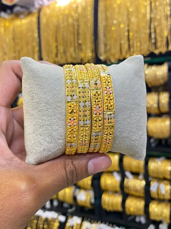 Gold_Plated_Bangle_4Pcs_Tri_Colour