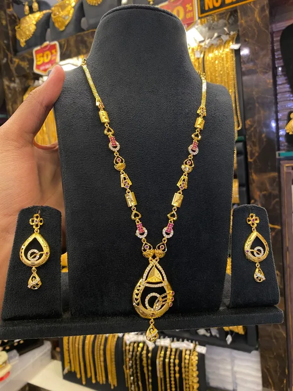 Gold_Plated_Sleek_Long_Set_Cz_Stone_Mix