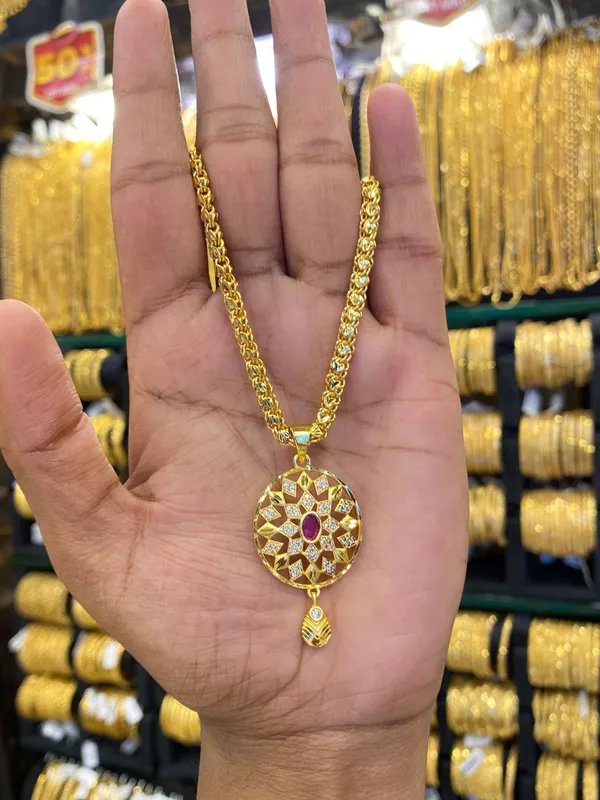 Gold_Plated_Pendant_Chain_Cz_Stone_24_Length