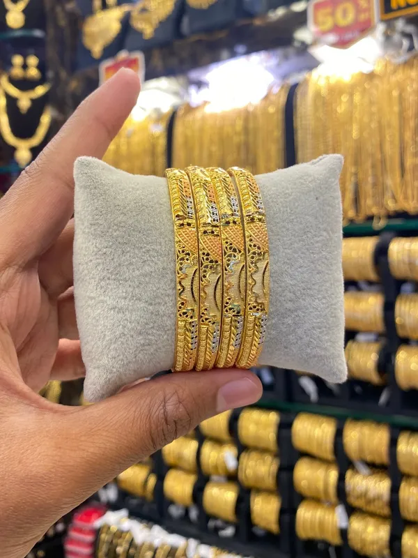 Gold_Plated_Bangle_4Pcs_Tri_Colour