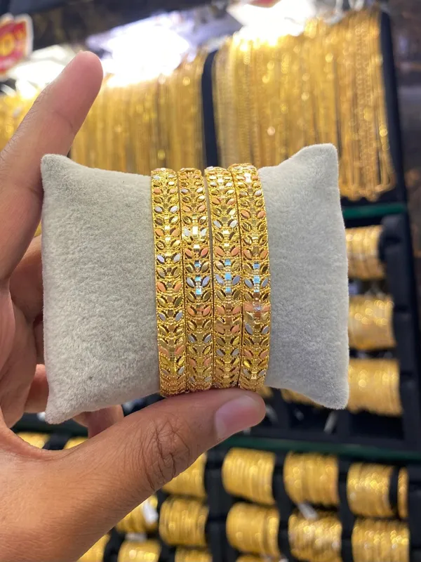 Gold_Plated_Bangle_4Pcs_Tri_Colour