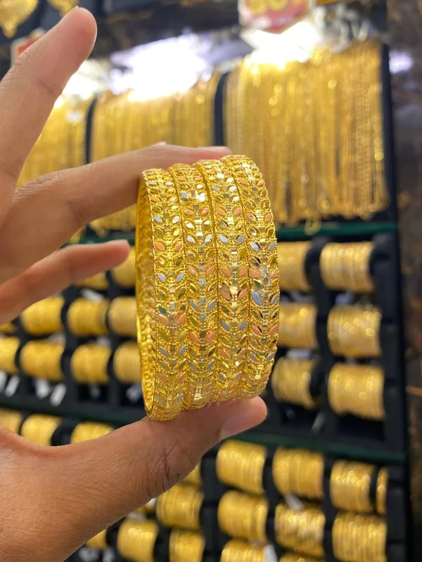 Gold_Plated_Bangle_4Pcs_Tri_Colour