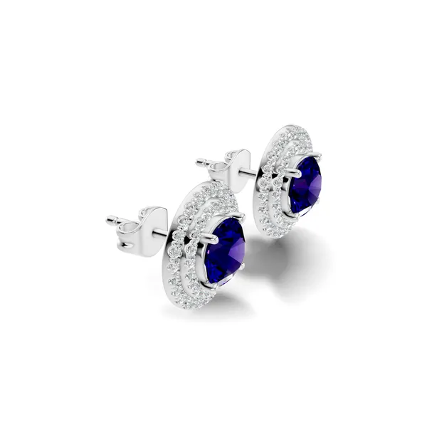 Blue_Stone_Halo_Stud_Earrings_For_Women