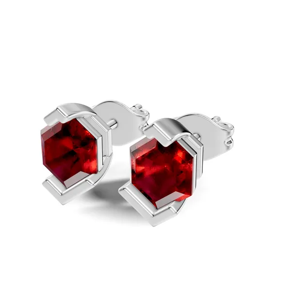 Hexagonal_Red_Stone_Stud_Earrings_For_Women