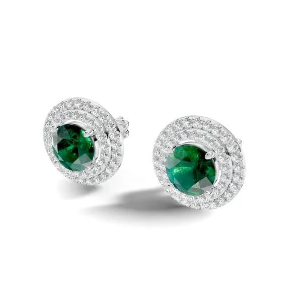 Green_Gemstone_Halo_Stud_Earrings_For_Women