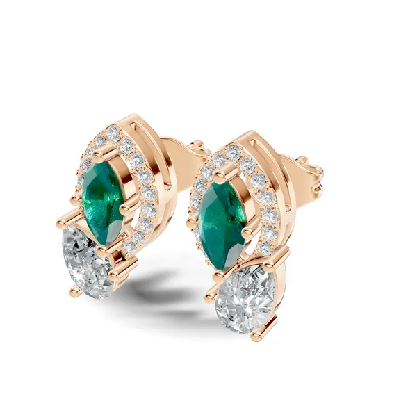 Rose_Green_And_Clear_Stone_Stud_Earrings
